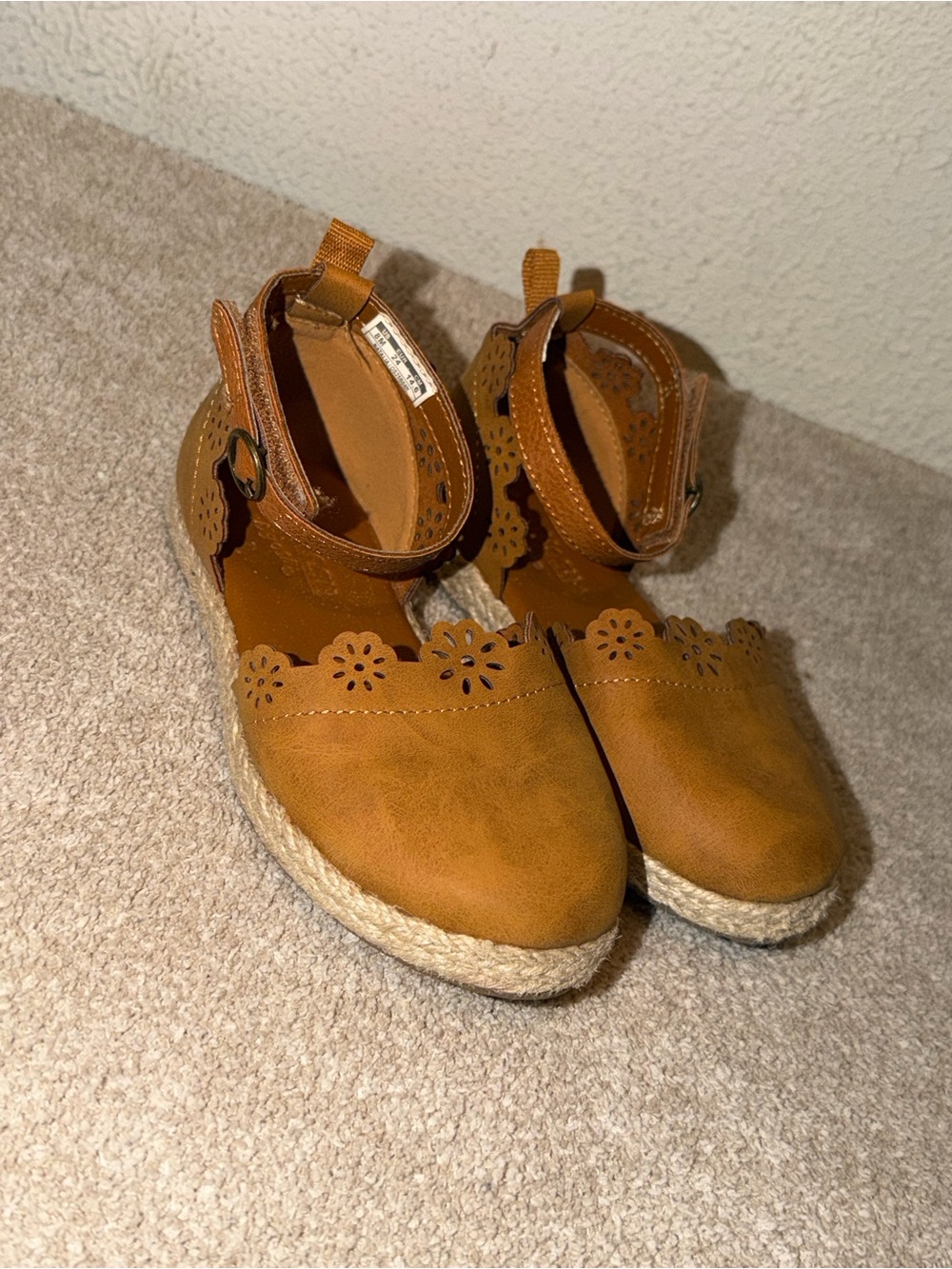OshKosh B'gosh Brown Espadrille Sandals with Floral Cutouts